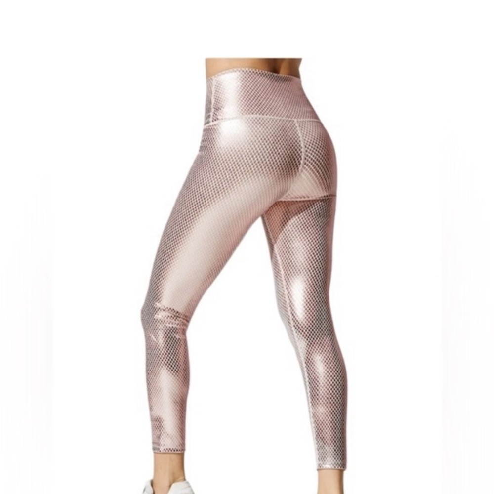 NWT Carbon 38 rose gold metallic scales leggings high rise size Small